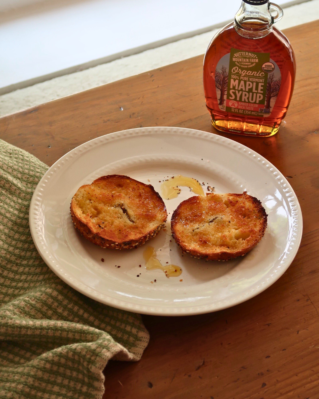 Buttered Bagel with Maple