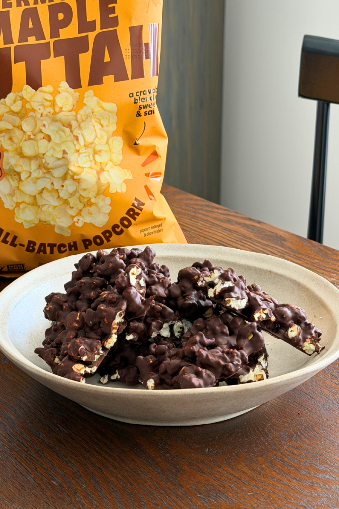 Popcorn bark in a bowl